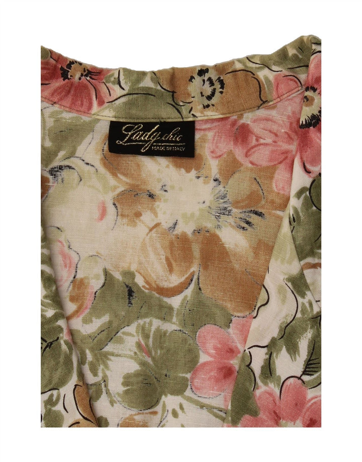 VINTAGE Womens 2 Button Blazer Jacket UK 14 Medium Multicoloured Floral Vintage Vintage and Second-Hand Vintage from Messina Hembry 
