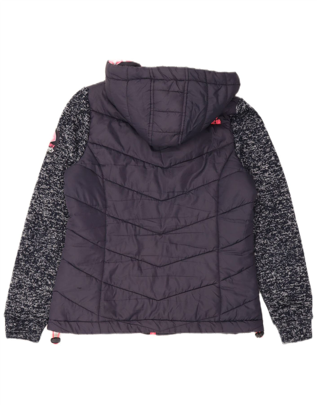 Giacca imbottita con cappuccio da donna Superdry UK 12 Medium Navy Blue Flecked