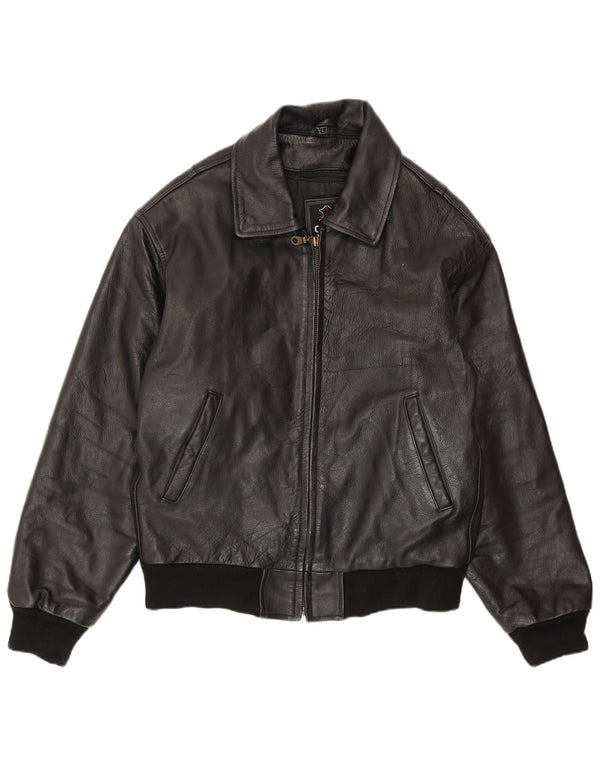 Giacca in pelle da uomo VINTAGE UK 40 grande in pelle nera