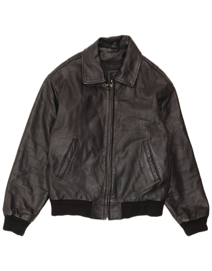Giacca in pelle da uomo VINTAGE UK 40 grande in pelle nera