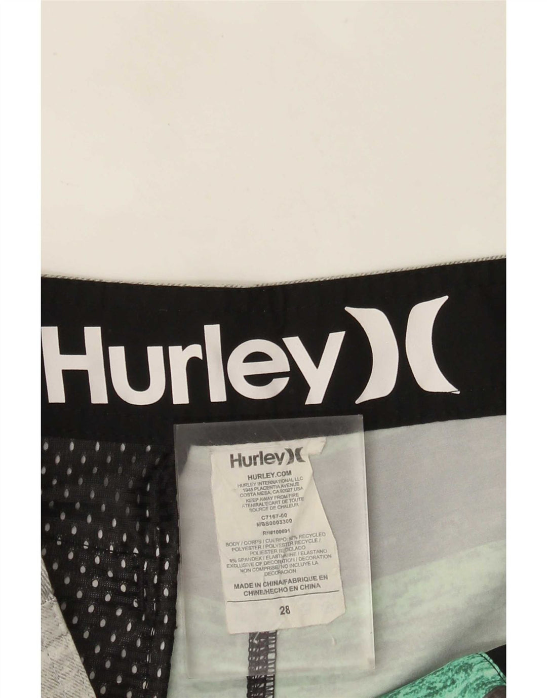Pantaloncini da bagno da uomo Hurley piccoli in poliestere a righe grigie