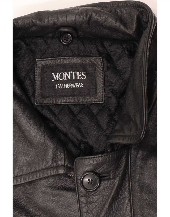Cappotto in pelle da uomo Montes UK 38 medio nero