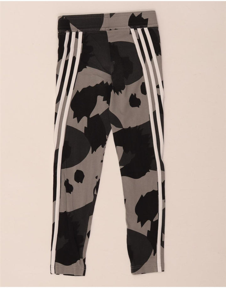 Leggings Adidas Bambina 9-10 Anni Cotone Grigio Mimetico
