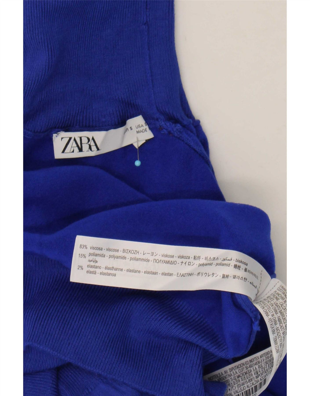 Maglione a collo alto da donna Zara UK 10 piccolo in viscosa blu