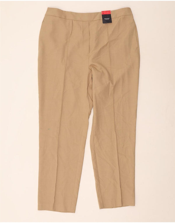 Pantaloni chino slim da donna Marks & Spencer UK 18 XL W34 L30 Poliestere beige