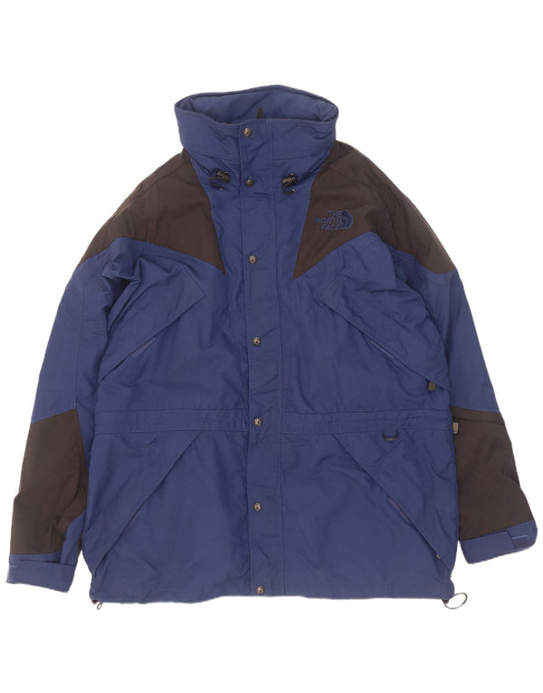The North Face Mens Hooded Rain Jacket UK 42 XL Blue Colourblock