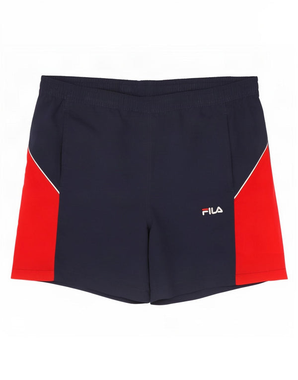 Pantaloncini sportivi da uomo Fila Large in poliestere color block blu navy