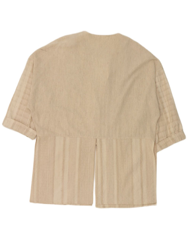 No Problem Abito camicia da donna con maniche a 3/4 UK 16 Grandi righe beige