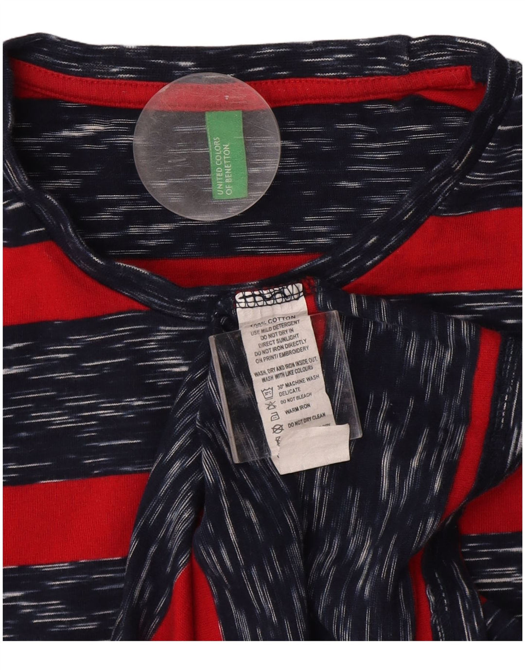 T-shirt da uomo Benetton Top Large in cotone a righe blu navy