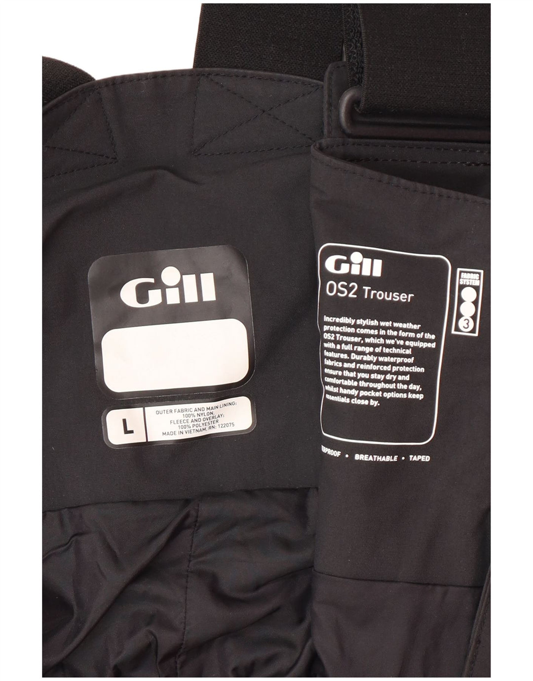 GILL Salopette cargo da uomo Pantaloni impermeabili Grandi nylon nero nautico