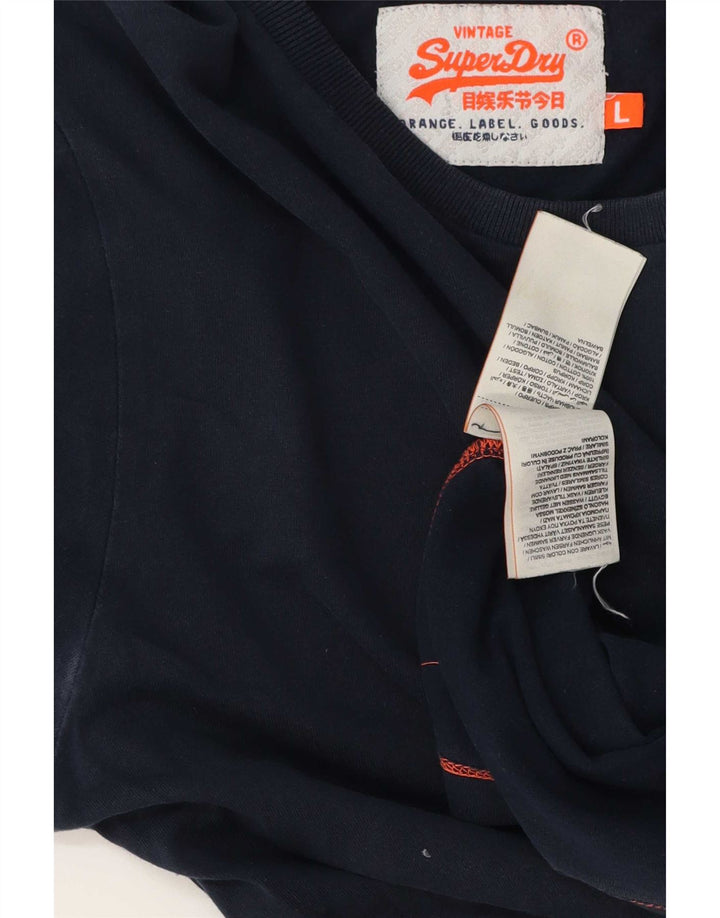 T-shirt da uomo Superdry Top Large in cotone blu navy