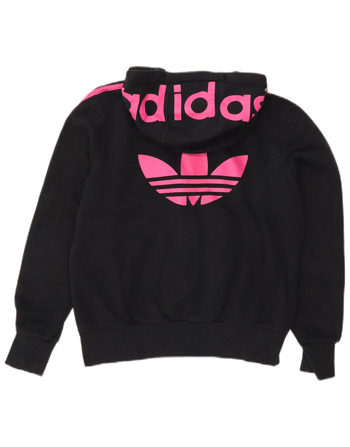 Maglione con cappuccio e zip grafica da donna Adidas EU 42 cotone nero medio