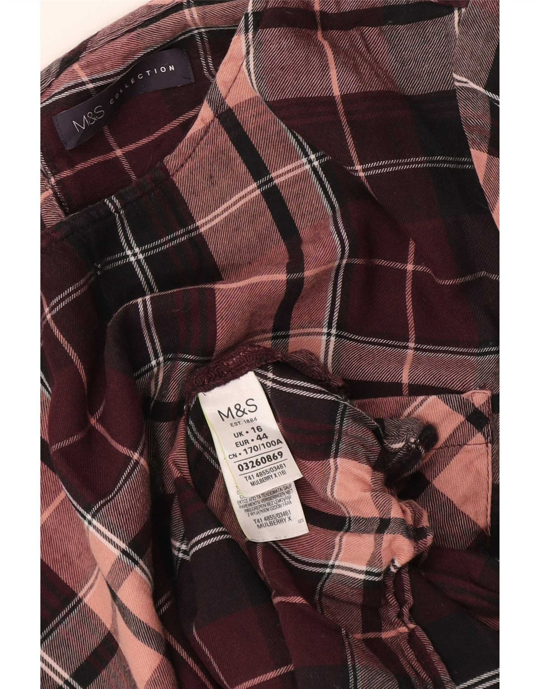 Marks & Spencer Camicetta con maniche a 3/4 da donna UK 16 Grande plaid viola