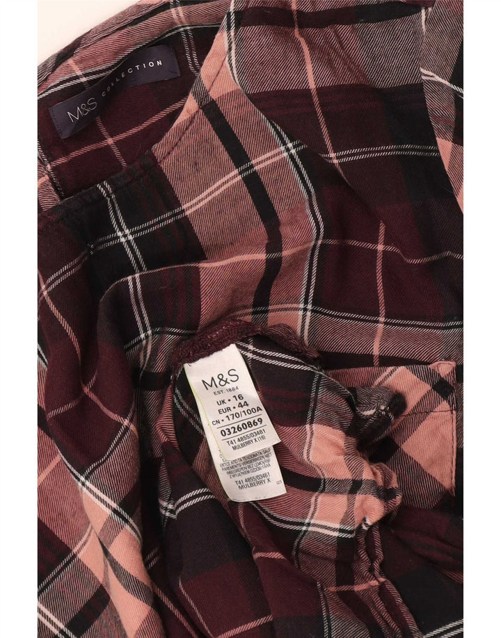 Marks & Spencer Camicetta con maniche a 3/4 da donna UK 16 Grande plaid viola