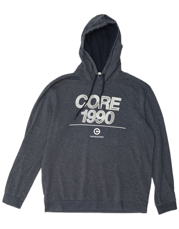 Felpa con cappuccio grafica da uomo Jack & Jones 2XL cotone blu