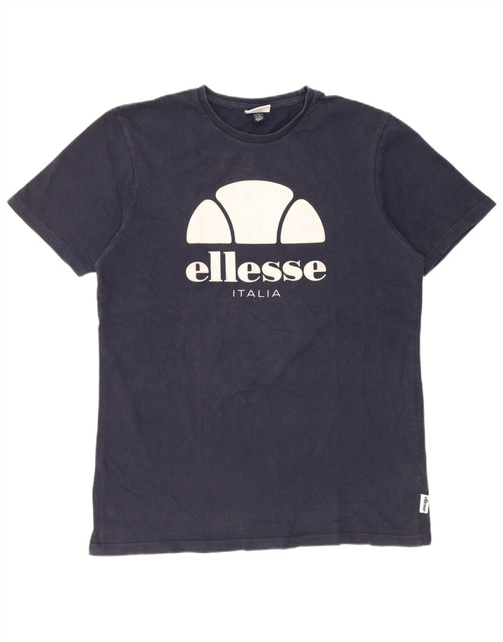 T-shirt grafica da uomo Ellesse Italia Top in cotone blu navy medio