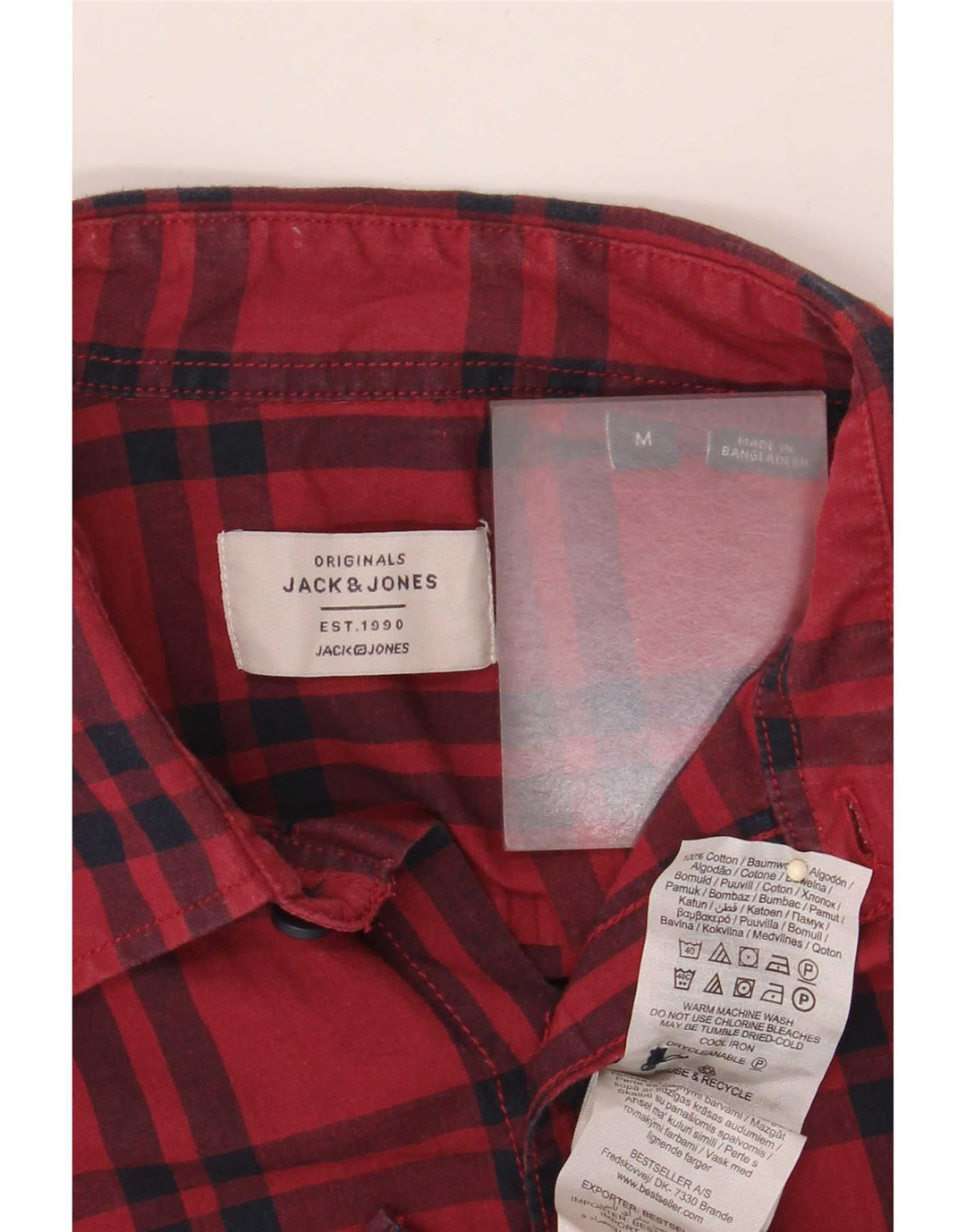 Camicia a maniche corte da uomo Jack & Jones in cotone scozzese rosso medio