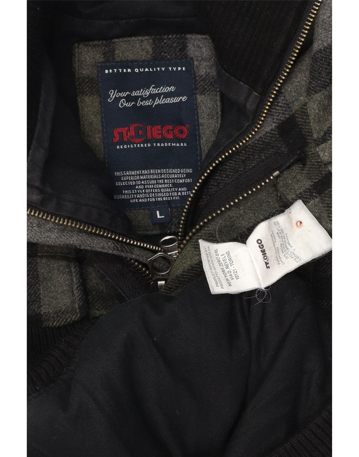 Giubbotto bomber vintage da uomo UK 40 in lana a quadri grigi grandi