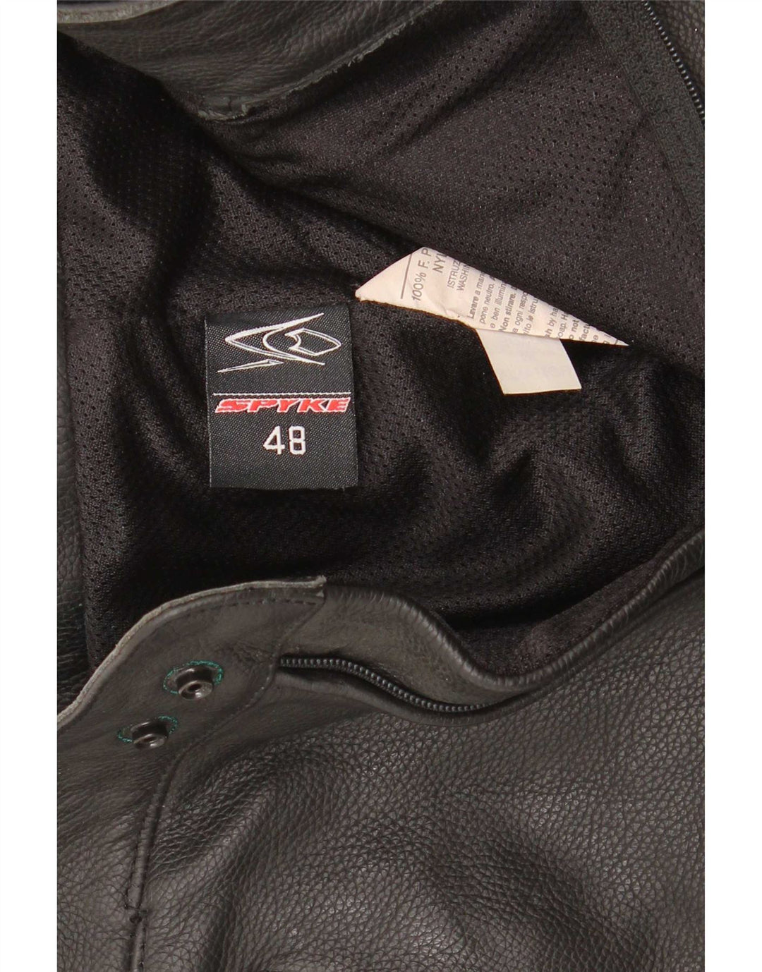 Pantaloni da moto in pelle grafica da uomo Spyke IT 48 Medium W30 L28 Neri