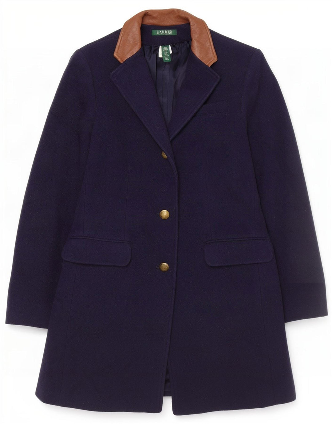 Cappotto da donna Ralph Lauren US 6 Lana color block blu navy medio