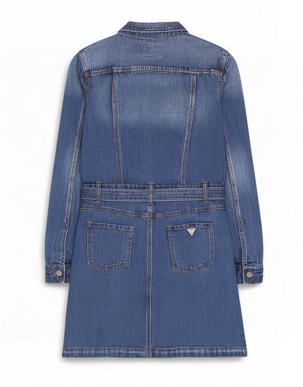 Abito in denim a maniche lunghe per bambina Guess 11-12 anni in cotone blu
