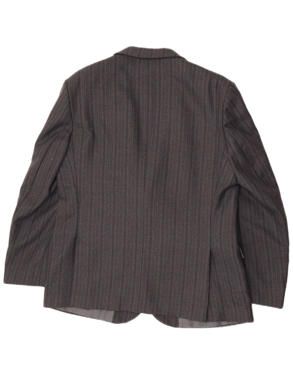 Giacca blazer vintage da uomo a 2 bottoni UK 44 2XL Terylene a righe grigie