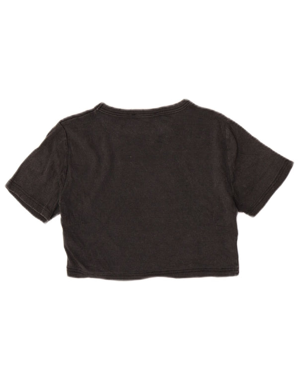 T-shirt corta da donna Zara UK 14 grande in cotone grigio