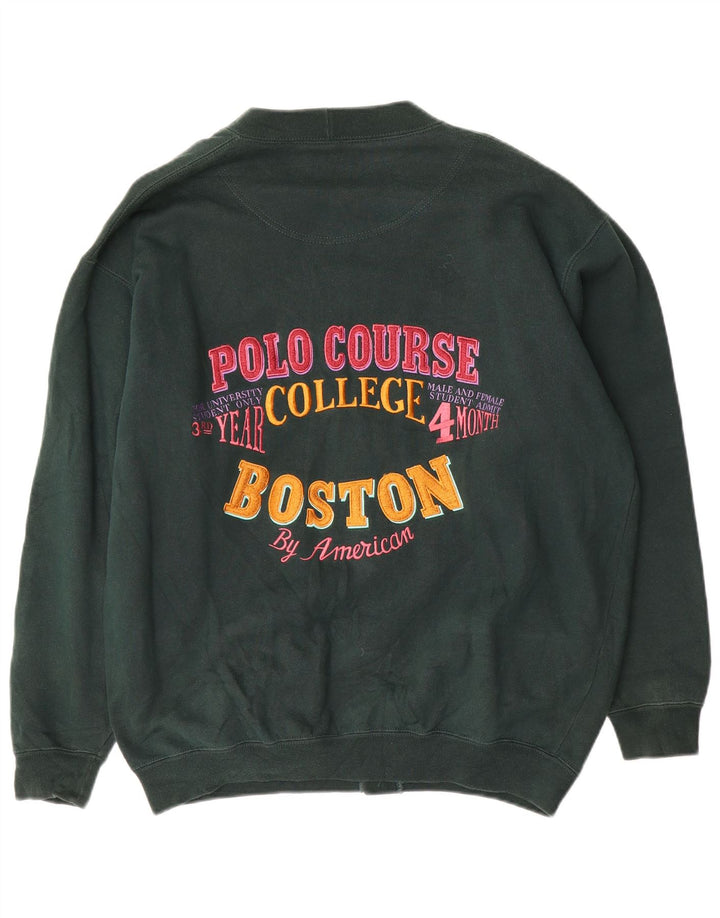 Maglione cardigan da uomo americano in cotone verde medio