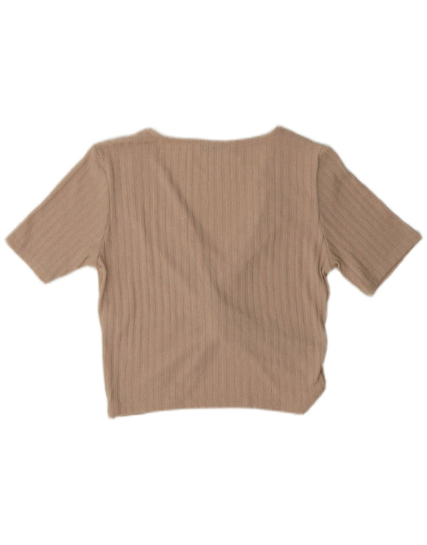 Top corto da donna Zara in camicetta UK 12 Poliestere beige medio