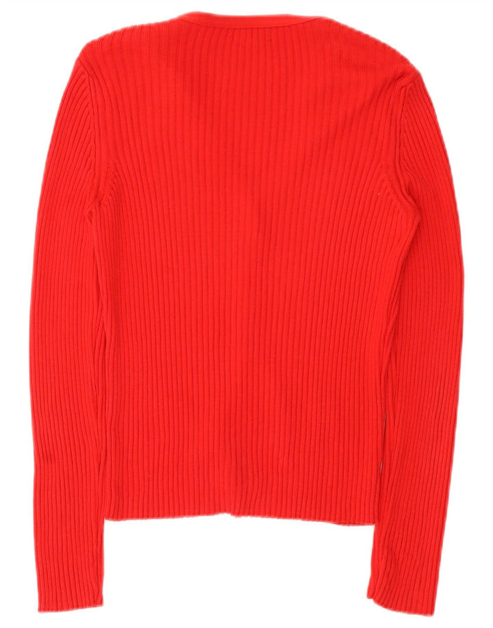 Maglione cardigan da donna Benetton UK 12 cotone rosso medio