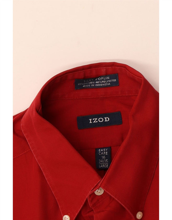 Camicia da uomo Izod taglia 16 grande cotone rosso