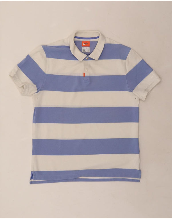 Polo da rugby da uomo Dri Fit NIKE, cotone a righe grandi bianche