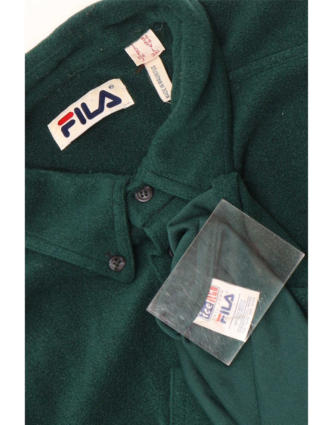 Camicia in pile da uomo Fila Large in poliestere verde