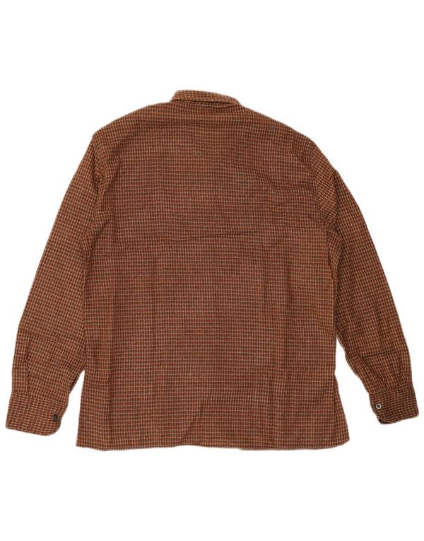 Camicia da uomo vintage taglia 41 in acrilico a quadri marrone medio