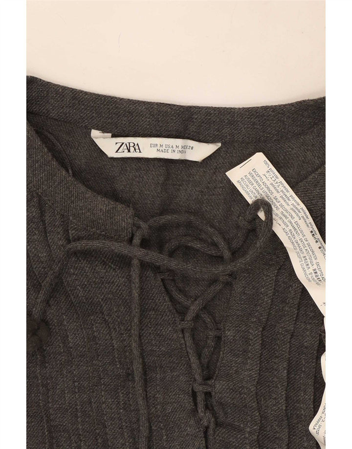 Abito a strati a maniche lunghe da donna Zara UK 14 Poliestere grigio medio
