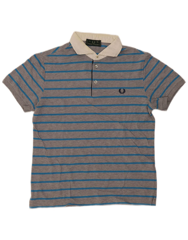 Polo da rugby da uomo Fred Perry XL in cotone a righe grigie