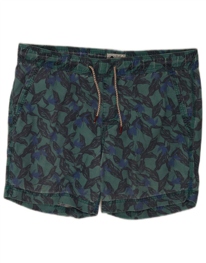 Pantaloncini da bagno da uomo Fat Face Cotone geometrico verde medio