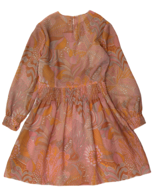 Abito a trapezio a maniche lunghe da donna VINTAGE UK 12 Paisley medio multicolore