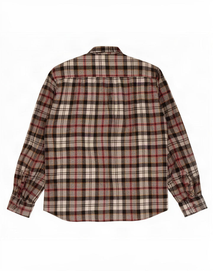 Camicia vintage da uomo in flanella a quadri grigi grandi