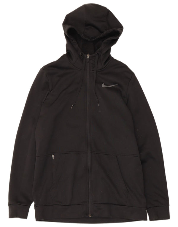 Felpa con cappuccio e zip Nike Therma-Fit da uomo in poliestere nero medio