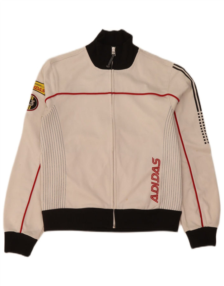 Giacca da ginnastica grafica da donna Adidas UK 12 Medium White Colourblock