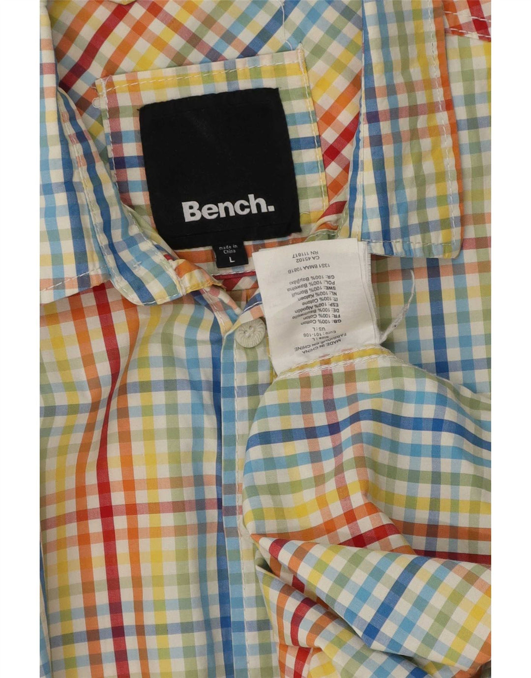 Camicia a maniche corte da uomo Bench in cotone a quadri grandi multicolori