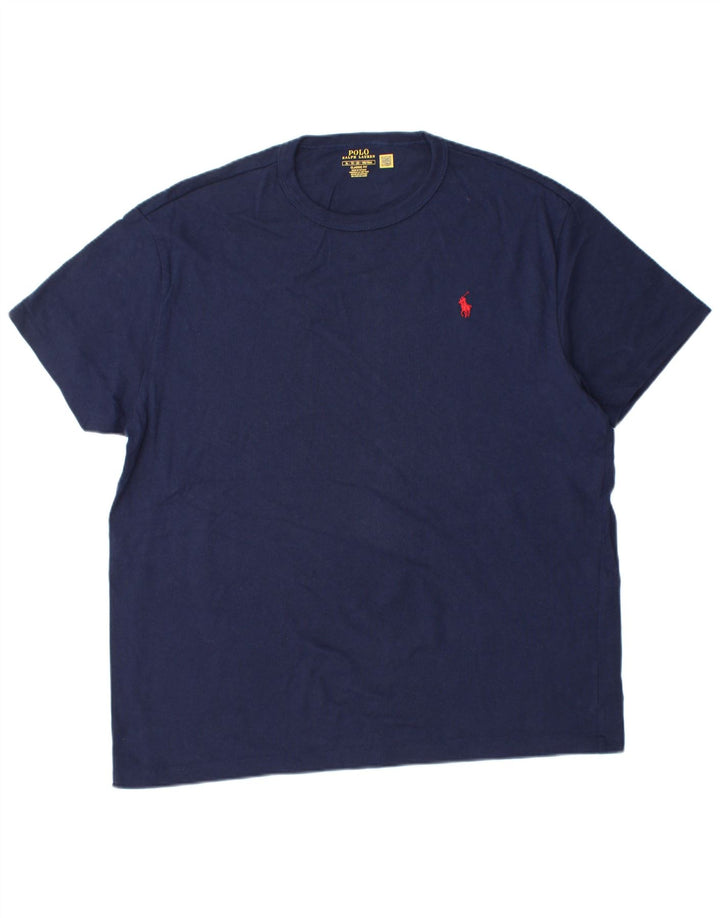 POLO RALPH LAUREN T-shirt da uomo dalla vestibilità classica Top XL in cotone blu navy
