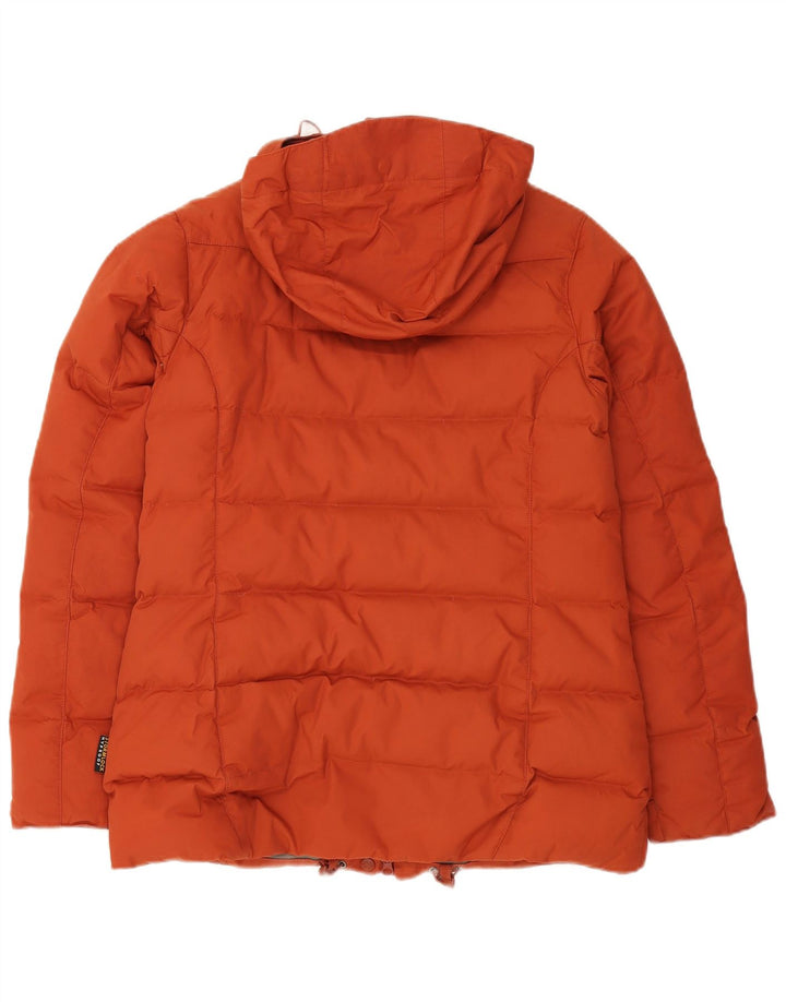JACK WOLFSKIN Womens Hooded Padded Jacket UK 12/14 Medium Orange Polyamide