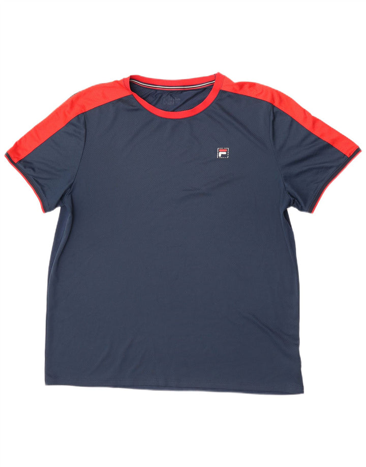 T-shirt Fila da uomo Top 2XL Poliestere color block blu navy