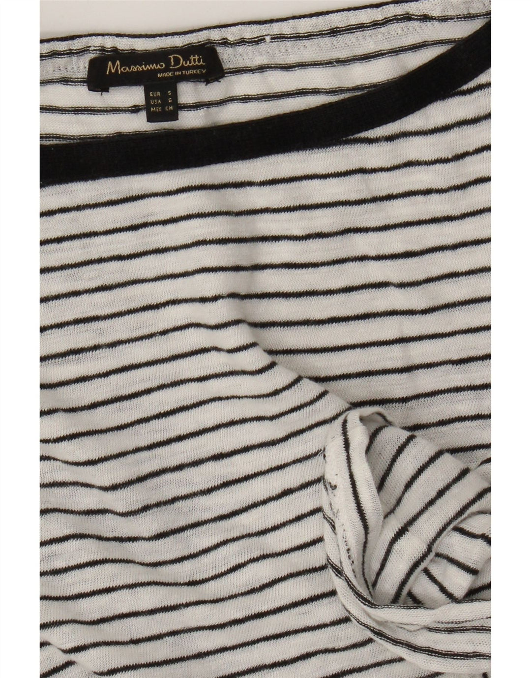 Massimo Dutti Top da donna a maniche lunghe UK 10 Small White Striped Nautical