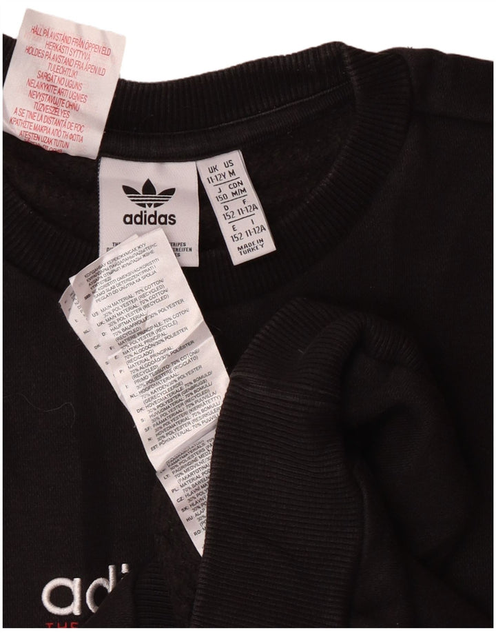 Felpa grafica Adidas da ragazzo, 11-12 anni, cotone nero medio