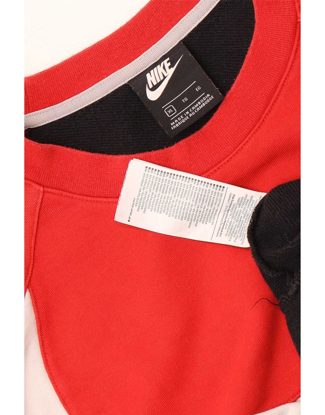 Felpa con grafica Nike da uomo, maglione XL, cotone color block rosso