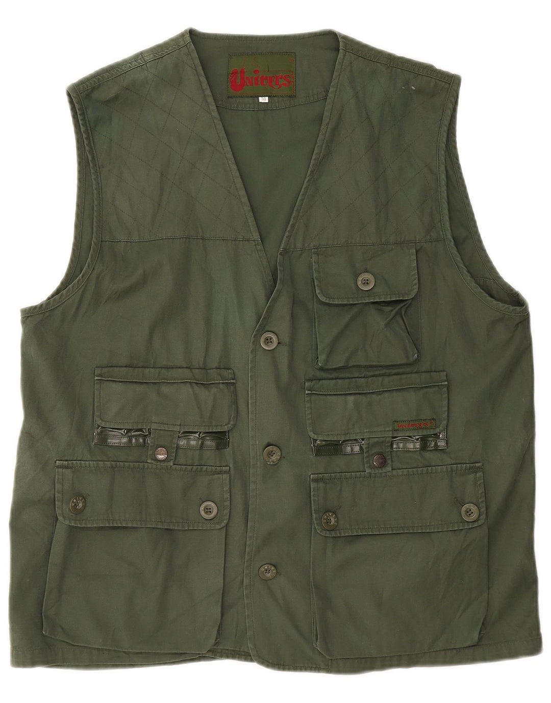 UNIVERS Mens Utility Gilet IT 50 Large Green Cotton