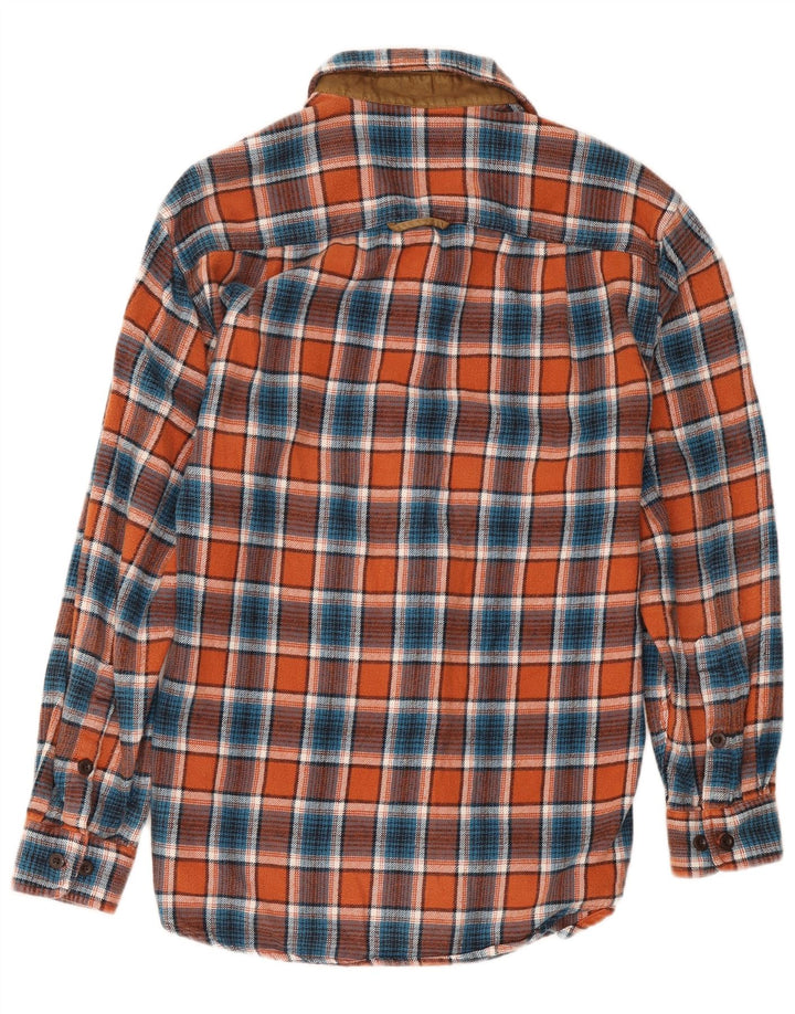 Camicia in flanella da uomo Orvis in cotone a quadri piccoli arancioni